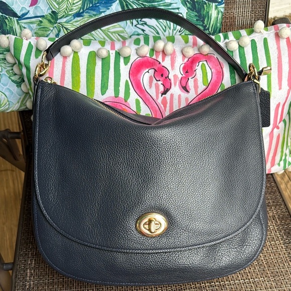 Coach Handbags - Coach dark navy Turlock hobo. Detachable crossbody strap